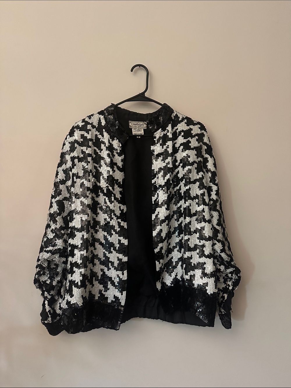 Vintage black and white sequence, bomber jacket